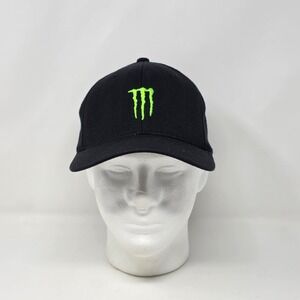 Monster Energy Drink Black Fitted Stretch FlexFit Y2K Baseball Hat Cap Wool S/M